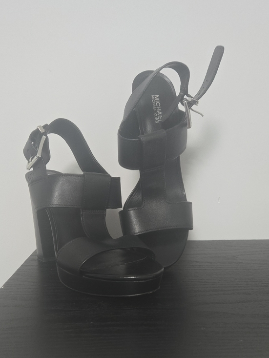 MICHAEL Michael Kors Shoes - MICHAEL Michael Kors Black Leather Strappy Block Heel Sandals